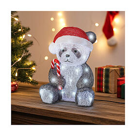 Panda de Noël lumineux 25x25x35 cm 50 LEDS intérieur extérieur