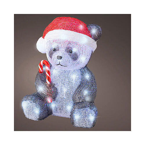 Panda de Noël lumineux 25x25x35 cm 50 LEDS intérieur extérieur 1