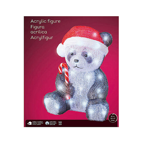 Panda de Noël lumineux 25x25x35 cm 50 LEDS intérieur extérieur 3