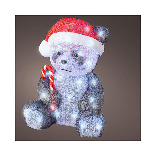 Panda natalizio luminoso 25x25x35 cm 50 LED uso interno esterno 1