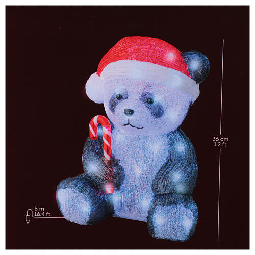 Panda natalizio luminoso 25x25x35 cm 50 LED uso interno esterno 5