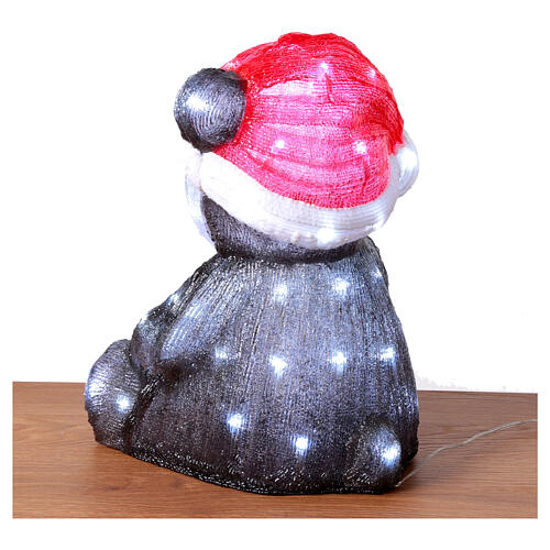 Panda figurka z akrylu - dekoracja bożonarodzeniowa świetlna z 50 LED o barwie chłodnej bieli, 25 x 25 x 35 cm, do wewnątrz i na zewnątrz 8