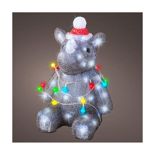 Rhinocéros lumières Noël intérieur extérieur 25x30x40 cm 70 LEDs 1