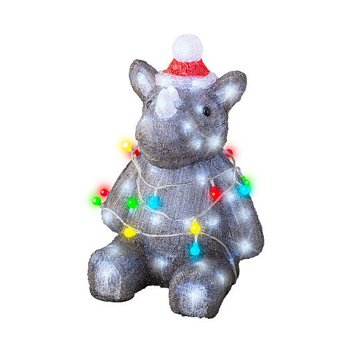 Rhinocéros lumières Noël intérieur extérieur 25x30x40 cm 70 LEDs 2