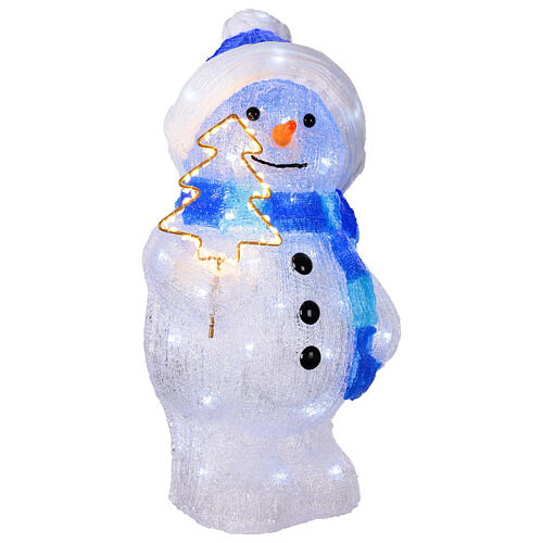 Muñeco de nieve Navidad 20x20x45 cm 95 LED interior exterior blanco azul 3