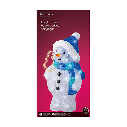 Muñeco de nieve Navidad 20x20x45 cm 95 LED interior exterior blanco azul 5