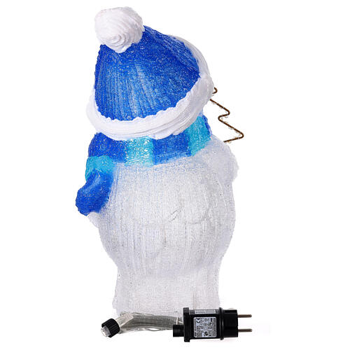 Muñeco de nieve Navidad 20x20x45 cm 95 LED interior exterior blanco azul 7