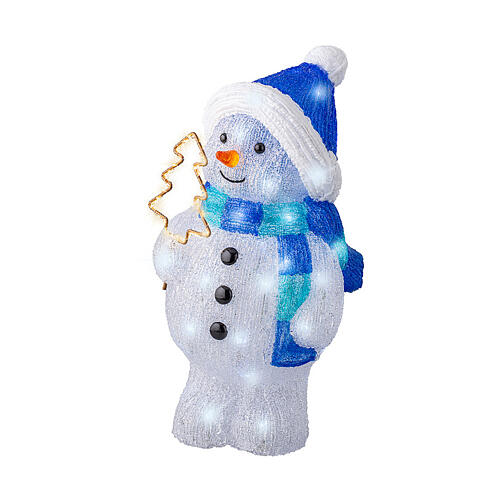 Muñeco de nieve Navidad 20x20x45 cm 95 LED interior exterior blanco azul 3
