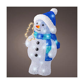 Pupazzo di neve Natale 20x20x45 cm 95 LED interno esterno bianco blu