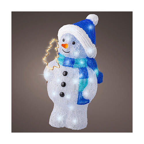 Pupazzo di neve Natale 20x20x45 cm 95 LED interno esterno bianco blu 1