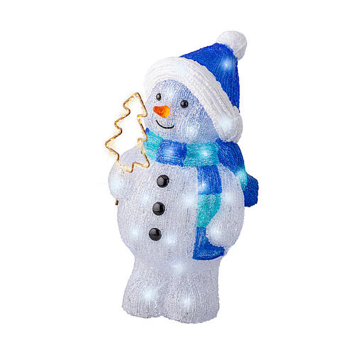 Pupazzo di neve Natale 20x20x45 cm 95 LED interno esterno bianco blu 2