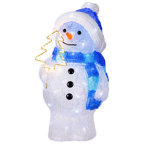 Pupazzo di neve Natale 20x20x45 cm 95 LED interno esterno bianco blu 4