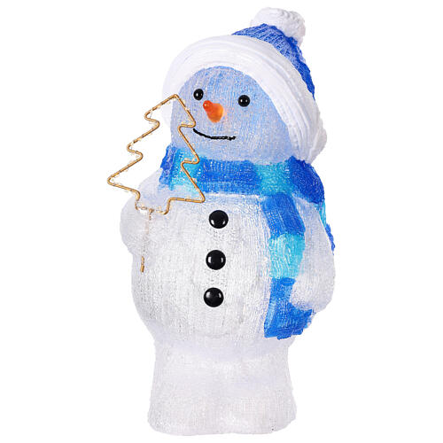 Pupazzo di neve Natale 20x20x45 cm 95 LED interno esterno bianco blu 6
