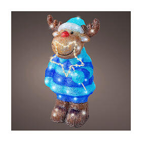 Acrylic Christmas reindeer with 105 LEDs, indoor/outdoor, 8x10x18 in