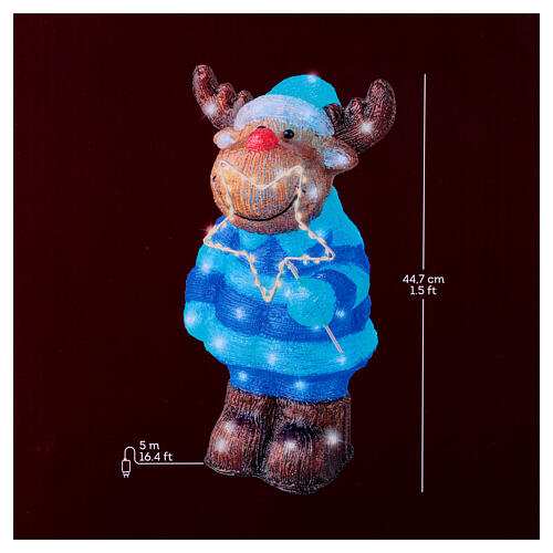 Acrylic Christmas reindeer with 105 LEDs, indoor/outdoor, 8x10x18 in 3