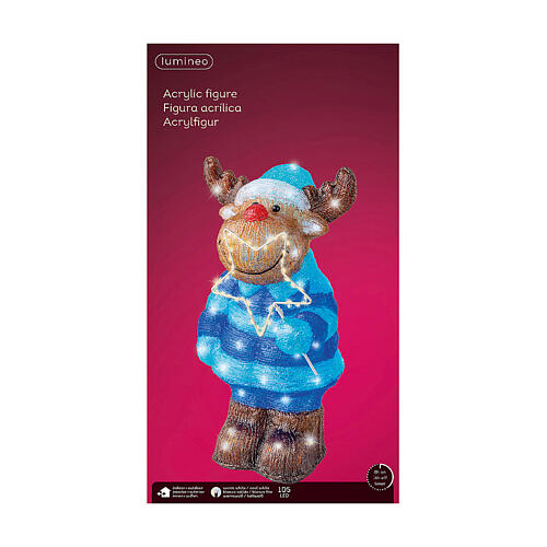 Reno de Navidad 20x25x45 cm 105 LED uso interior exterior acrílico 8