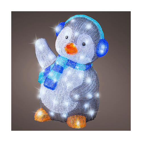 Christmas penguin with 70 LED lights, 12x14x18 in, acrylic figure, indoor/outdoor 1