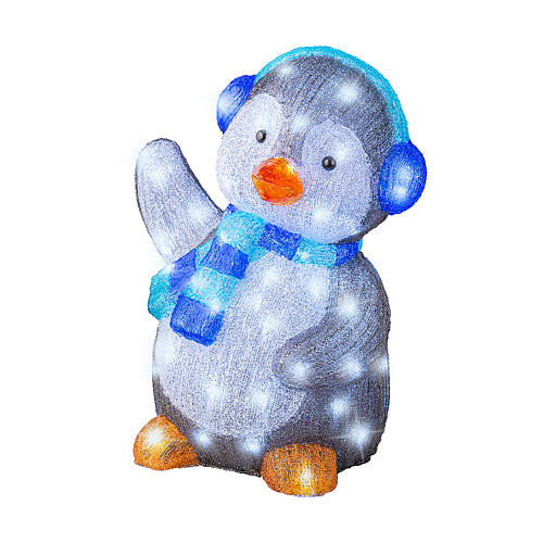 Christmas penguin with 70 LED lights, 12x14x18 in, acrylic figure, indoor/outdoor 2