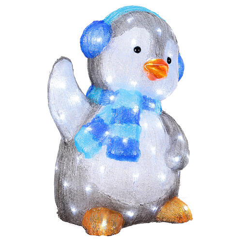 Christmas penguin with 70 LED lights, 12x14x18 in, acrylic figure, indoor/outdoor 3