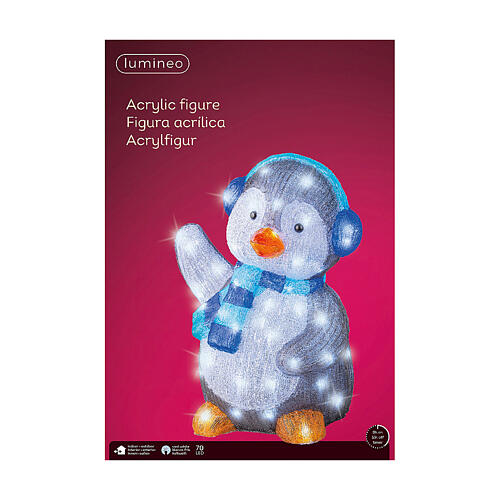 Christmas penguin with 70 LED lights, 12x14x18 in, acrylic figure, indoor/outdoor 4