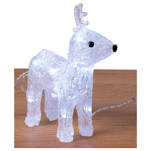 Set of 5 white reindeer 70 LEDs int and ext acrylic 5x15x20 cm 3