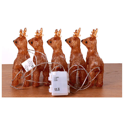 Rentiere, Acrylfiguren, Set 5 Stück, farbig, 70 kaltweiße LEDs, 5 x 15 x 20 cm – für Innen- und Außenbereich 8