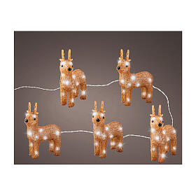 Set of 5 acrylic reindeers, 2x6x8 in, 70 LEDs for indoor and outdoor