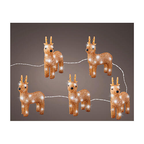 Set of 5 acrylic reindeers, 2x6x8 in, 70 LEDs for indoor and outdoor 1