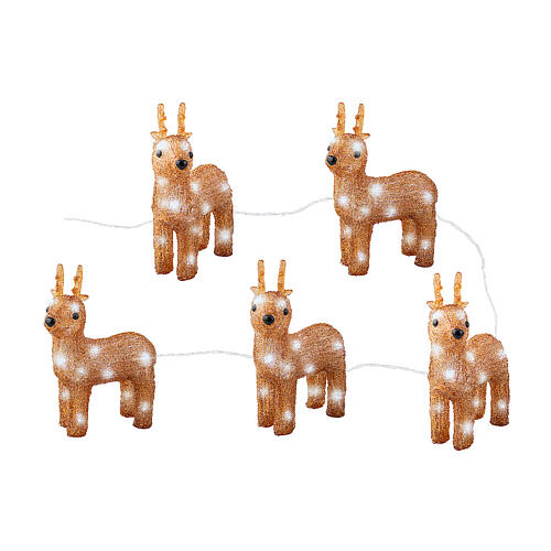 Set of 5 acrylic reindeers, 2x6x8 in, 70 LEDs for indoor and outdoor 5