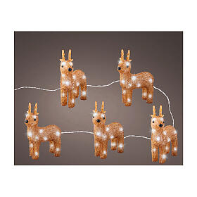 Set 5 rennes acrylique 5x15x20 cm colorés 70 LEDs intérieur extérieur