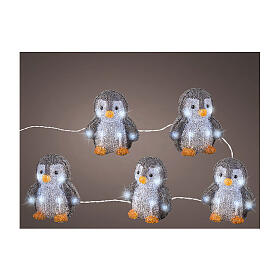 Set of 5 lighted penguins, 4x4x6 in, 50 LEDs, acrylic indoor/outdoor decorations
