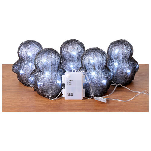 Set of 5 lighted penguins, 4x4x6 in, 50 LEDs, acrylic indoor/outdoor decorations 8