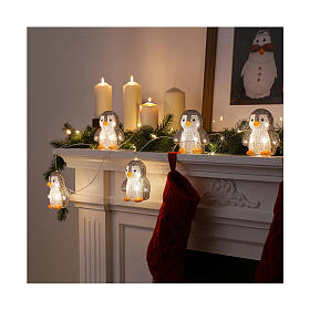 Set 5 pingüinos luminosos 10x10x15 cm 50 LED interior exterior acrílico