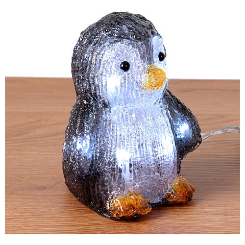 Conjunto 5 pinguins luminosos 10x10x15 cm 50 luzes LED interior/exterior acrílico 3