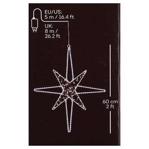 Lighted star with 221 microLEDs, metal, 24x20 in, indoor/outdoor 4