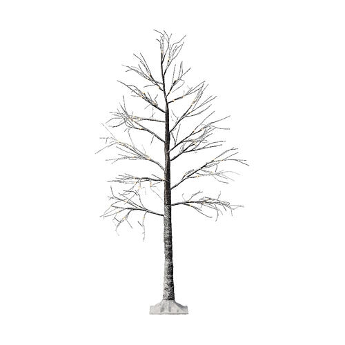 Árbol blanco con 60 LED 150 cm altura exterior con nieve 2