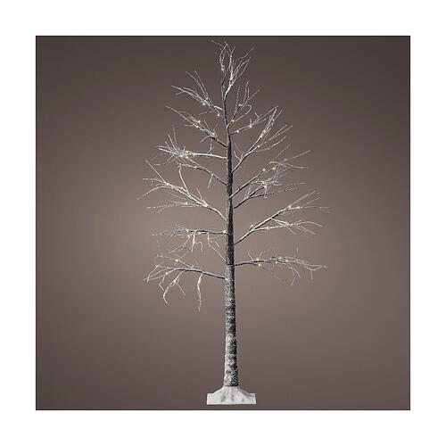 Albero bianco a 60 LED 150 cm altezza esterno con neve 1