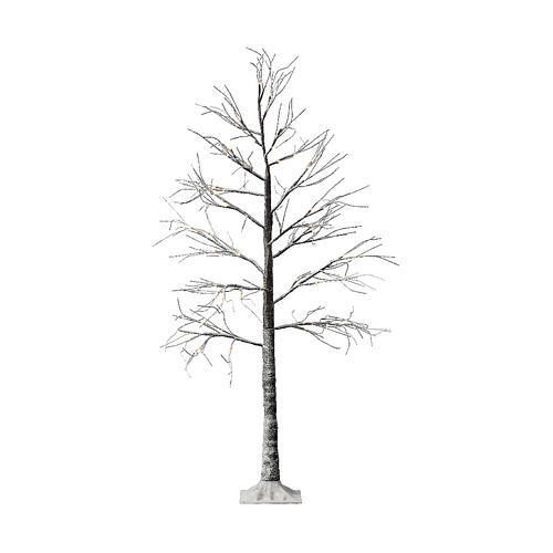 Albero bianco a 60 LED 150 cm altezza esterno con neve 2