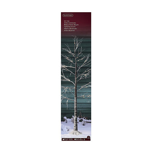 Albero bianco a 60 LED 150 cm altezza esterno con neve 3