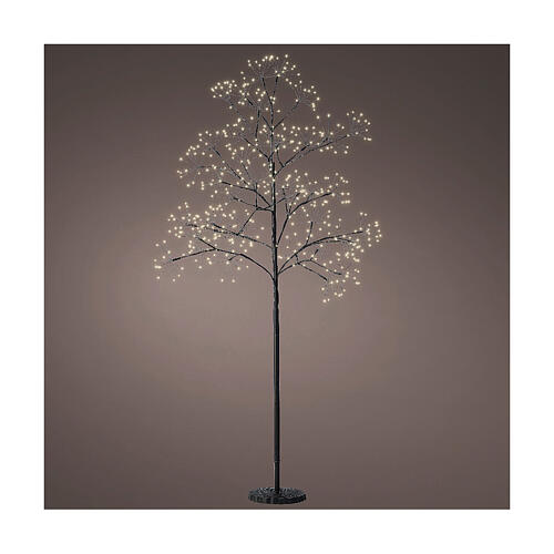 Lighted black metal tree, h 59 in, 480 LEDs, outdoor 1