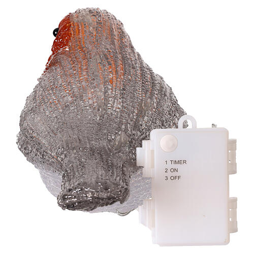 Rotkehlchen, Acrylfigur, 20 kaltweiße LEDs, 15 x 20 x 10 cm – für Innen- und Außenbereich 6