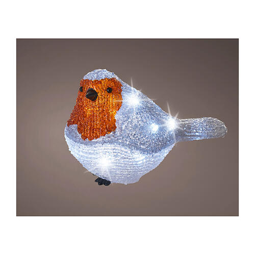 Robin redbreast, 20 LEDs, acrylic, indoor and outdoor, 6x8x4 in 1