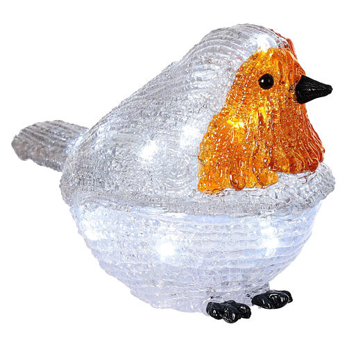 Robin redbreast, 20 LEDs, acrylic, indoor and outdoor, 6x8x4 in 3