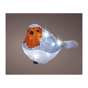 Pettirosso colorato 20 LED acrilico interno esterno 15x20x10 cm