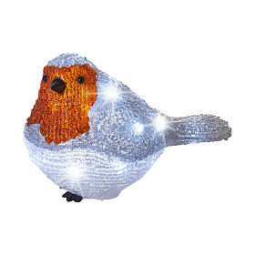 Pettirosso colorato 20 LED acrilico interno esterno 15x20x10 cm