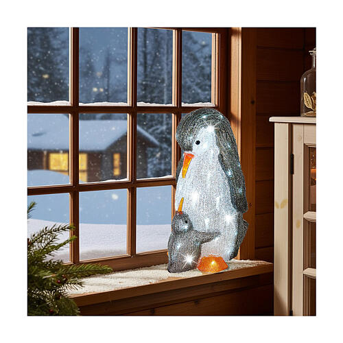 Pinguins coloridos acrílico 60 LEDs interior exterior 50x25x30 cm 2
