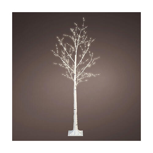 Albero 400 microLED bianco h 150 cm esterno con neve 1