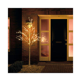 White tree with 600 microLEDs and snow, outdoor decoration, h 70 in