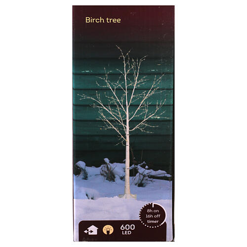 White tree with 600 microLEDs and snow, outdoor decoration, h 70 in 6