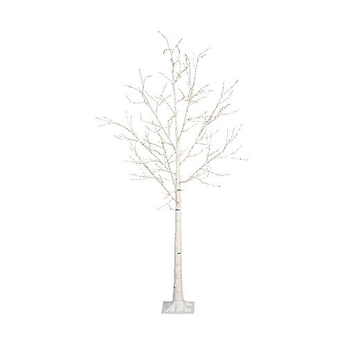 Árbol blanco 600 microLED exterior con nieve h 180 cm 3